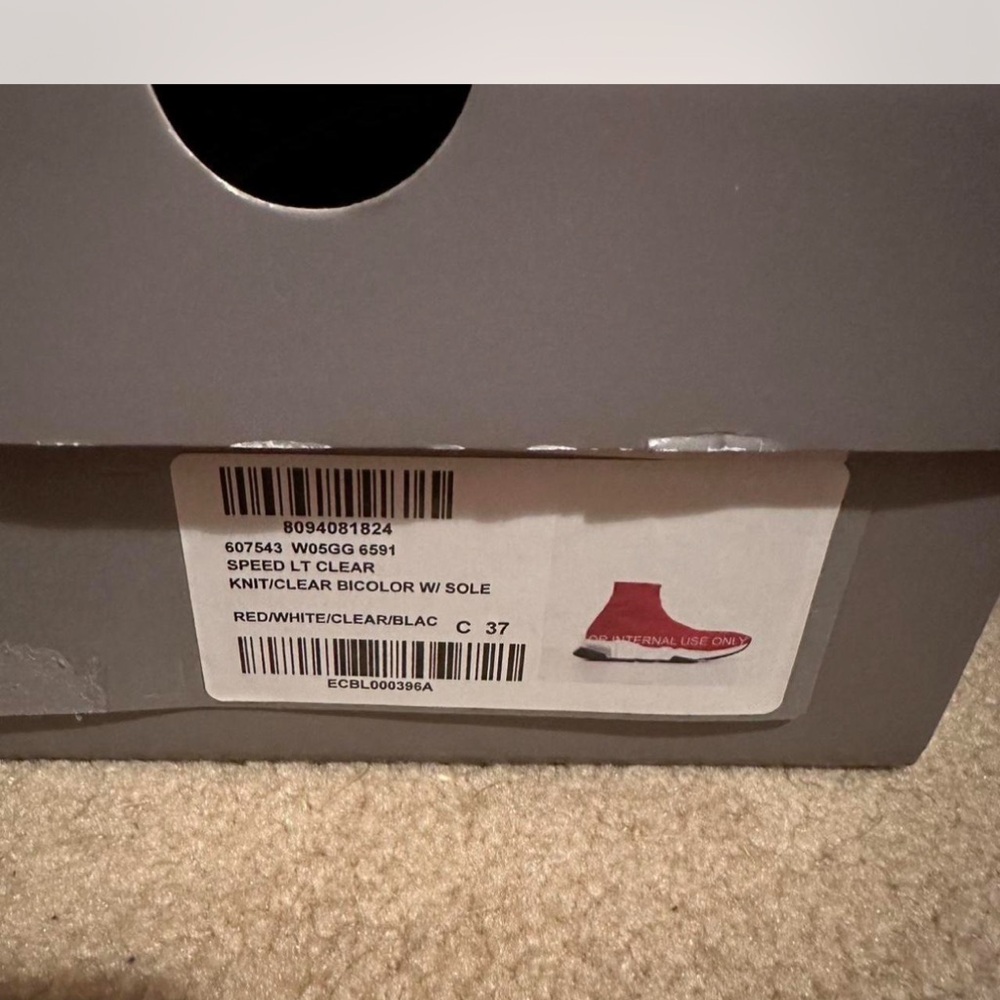 Balenciaga Red and White Knit Sneakers - Picture 2 of 8